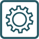 An icon showing a gear, representing building operations.